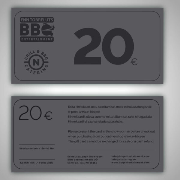 BBQ Entertainment kinkekaart 20€ väärtuses