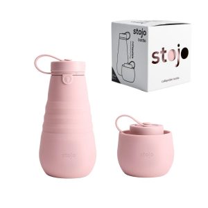 STOJO Kokkupandav Joogipudel 590 Ml (HELEROOSA) (silikoonist, BPA Vaba)