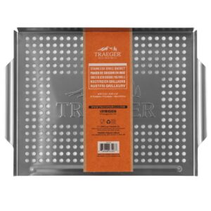 BAC585 TRAEGER MULTILINGUAL STAINLESS STEEL GRILL BASKET Stainless Grill Basket BAC585 001
