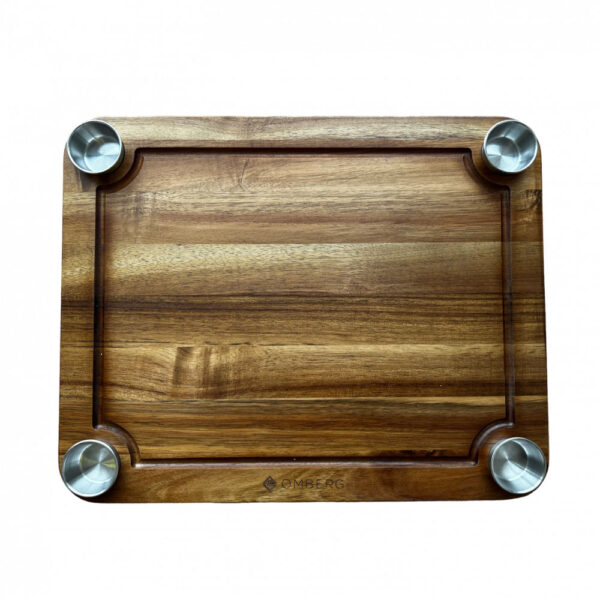 OMBERG puidust lõikelaud / serveerimisalus kastme topsikutega (50×40 cm)
