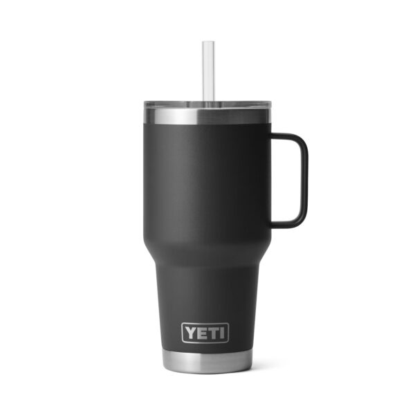 YETI termos-joogitops kaanega, sangaga ja kõrrega Rambler Straw Mug 35 Oz / 1 L Black / must