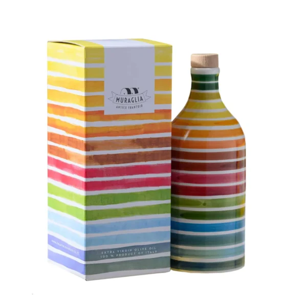 Itaalia ekstra-väärisoliiviõli keraamilises “Rainbow” pudelis ja kinkekarbis "Muraglia INTENSE FRUITY” 500 ml (intensiivselt puuviljane)