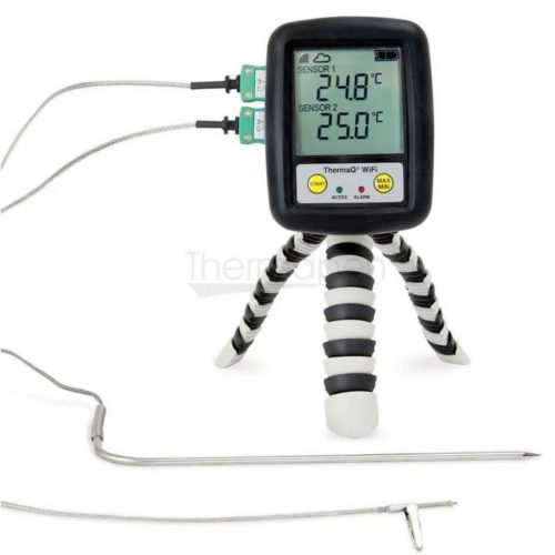 ETI THERMAQ WIFI Professional BBQ Thermometer KIT With Air Probe Croc Clip 2m, Smoke House Probe, Flexible Tripod, Silicon Boot Black