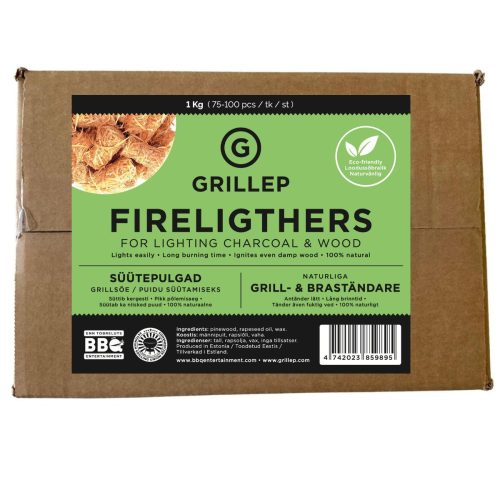 GRILLEP SÜÜTEPULGAD Grillsöe Puidu Süütamiseks Kartongkastis 1 Kg (ca 75 100 Tk)