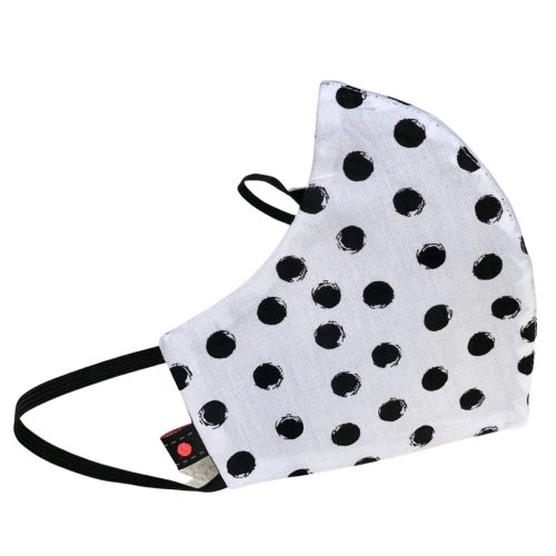 Korduvkasutatav Riidest Kolmekihiline NÄOMASK Valge Musta Täpiga